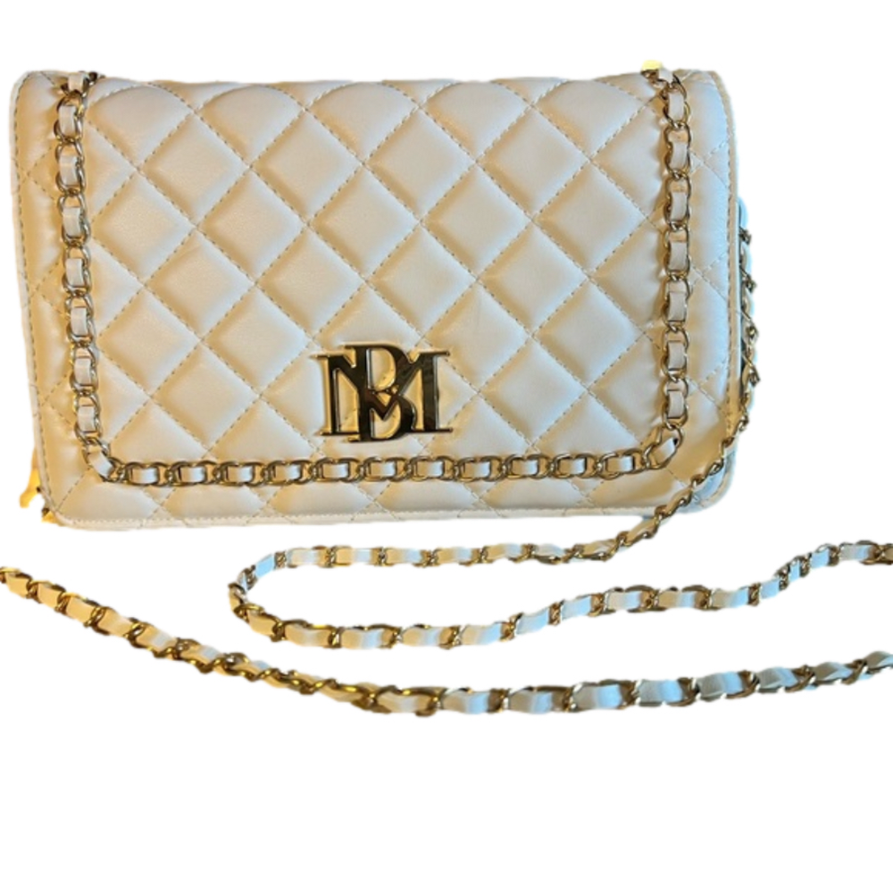 Badgley Mischka White Vegan Leather Big Diamond Quilted Crossbody Bag NWT